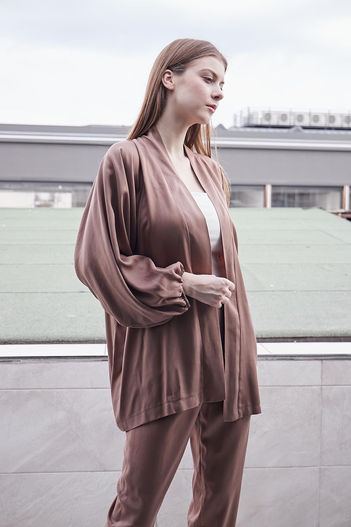 kadın %100 tencel dökümlü iç göstermez smart yazlık pantolon