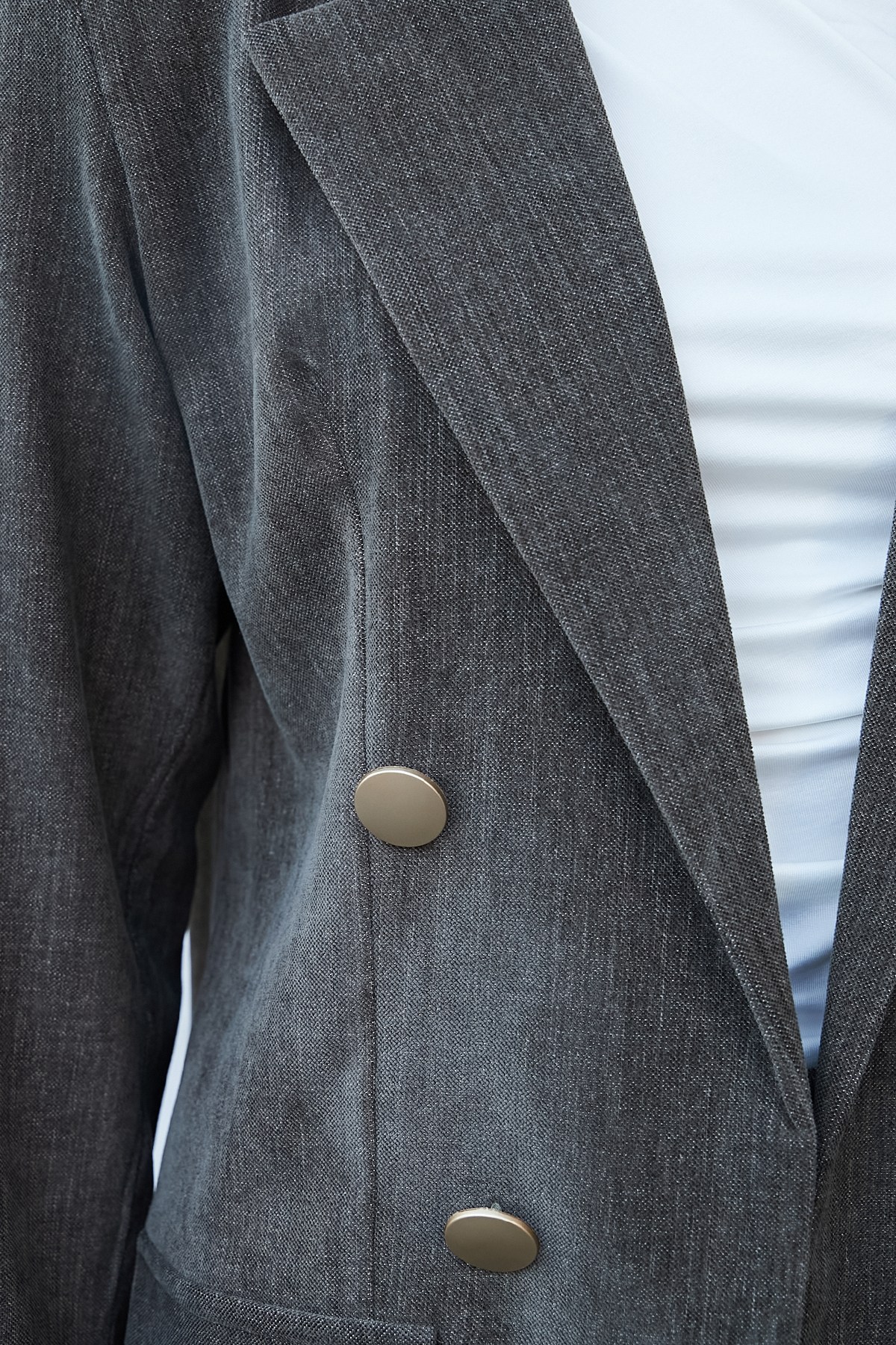 Kadın Kadife Kot Yakalı Cep Kapaklı Uzun Kol Blazer Ceket-Haki