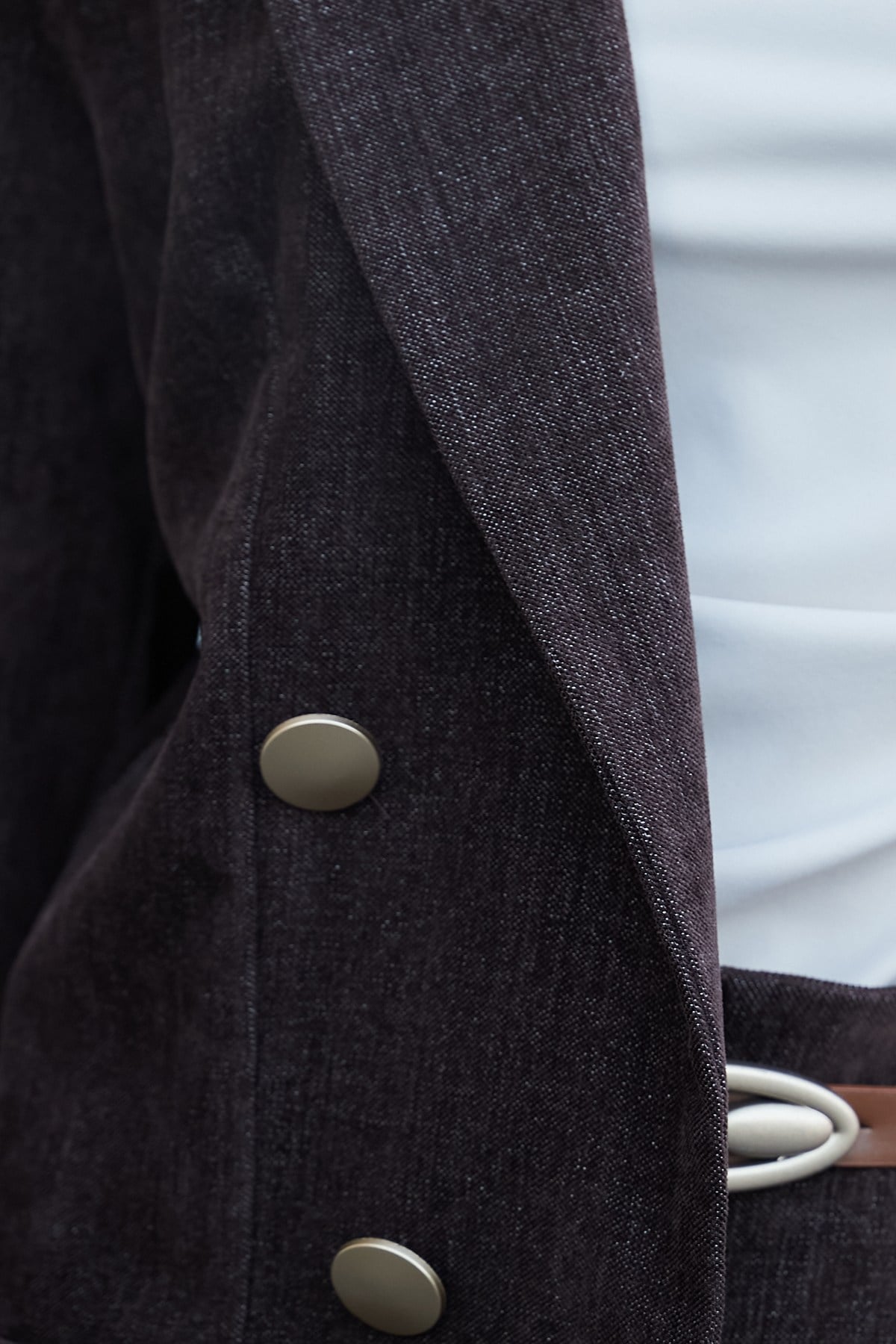 Kadın Kadife Kot Yakalı Cep Kapaklı Uzun Kol Blazer Ceket-Kahve
