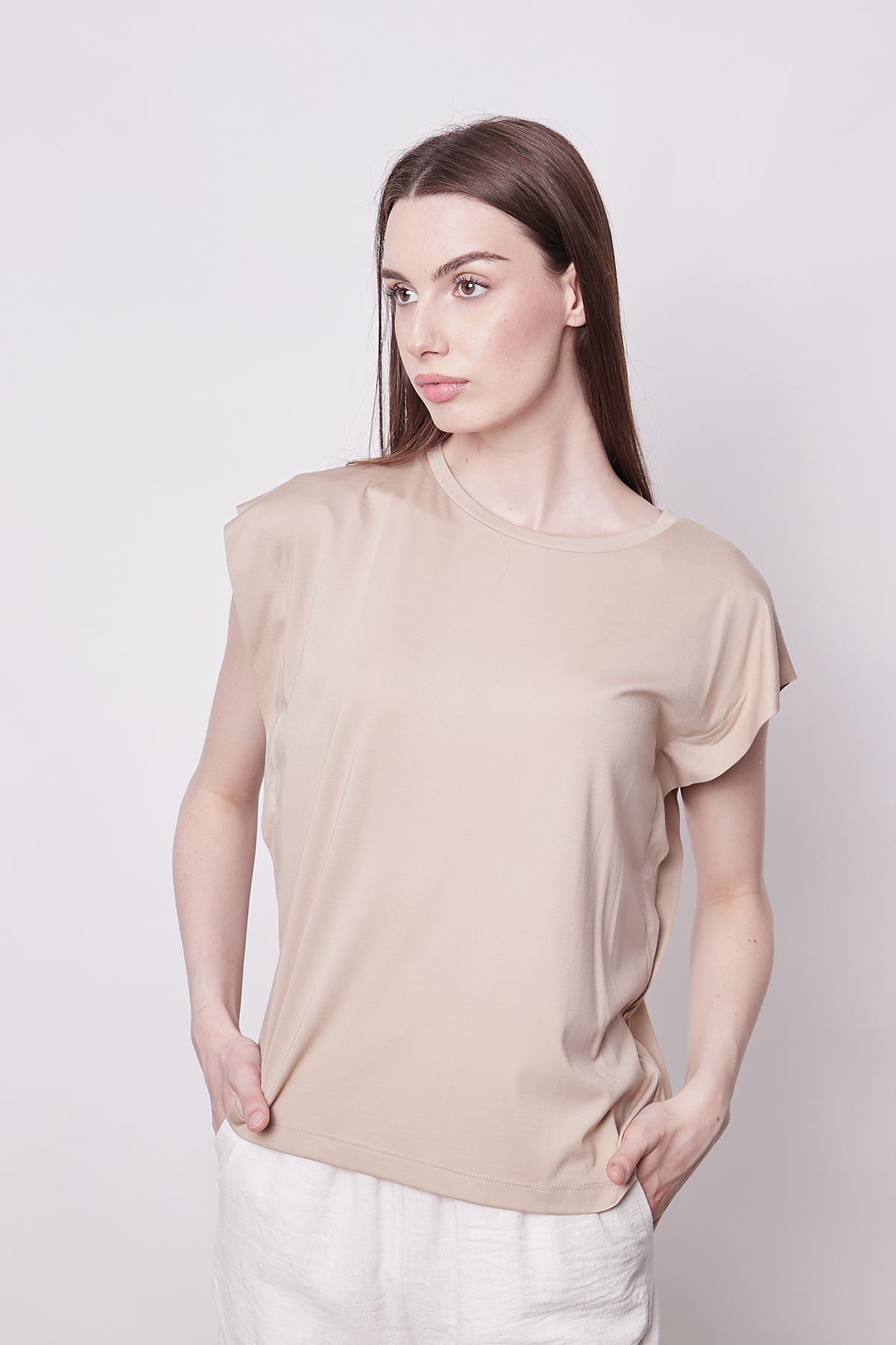 kadın kolsuz geniş sıfır yaka düşük omuzlu basic tshirt