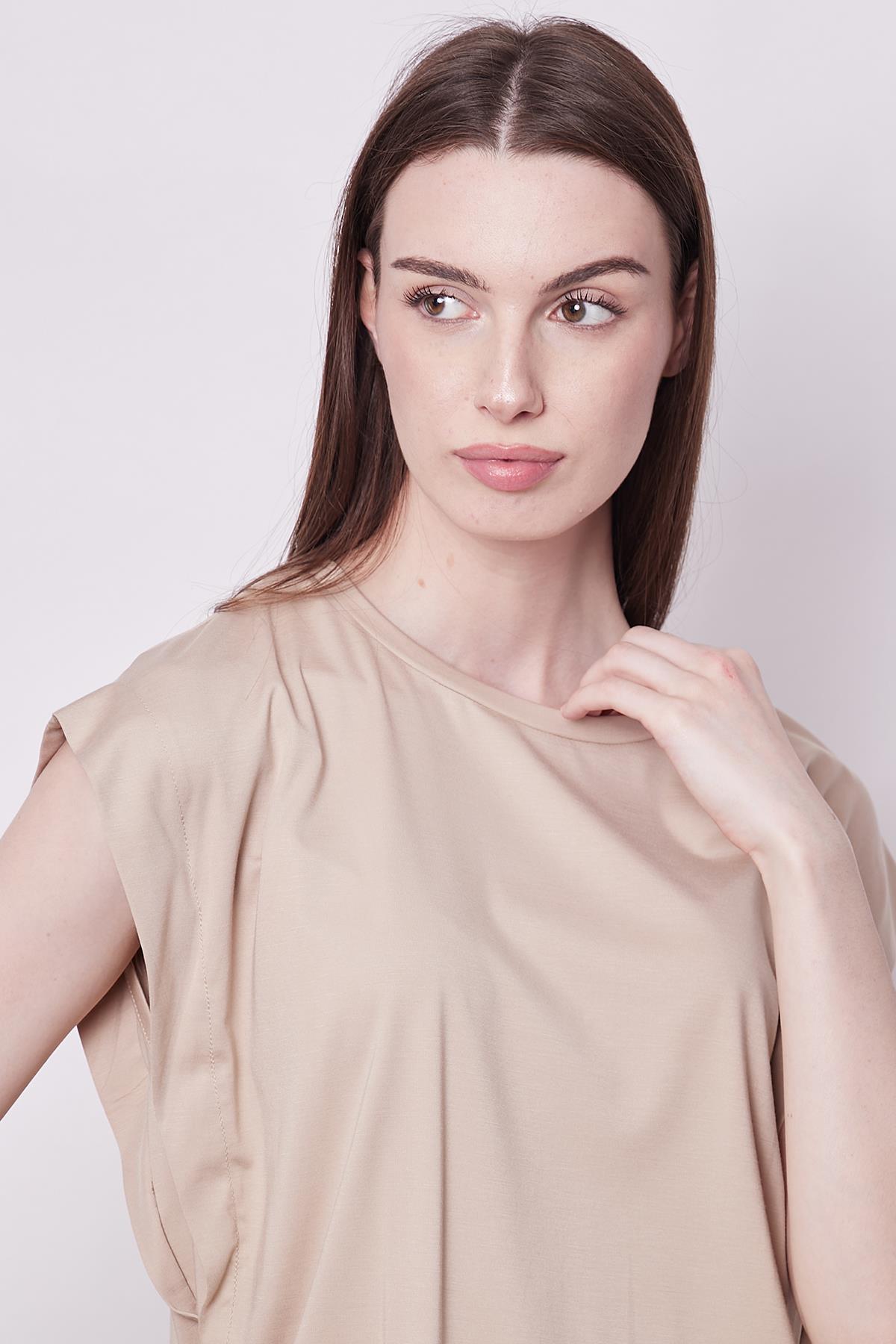 kadın kolsuz geniş sıfır yaka düşük omuzlu basic tshirt