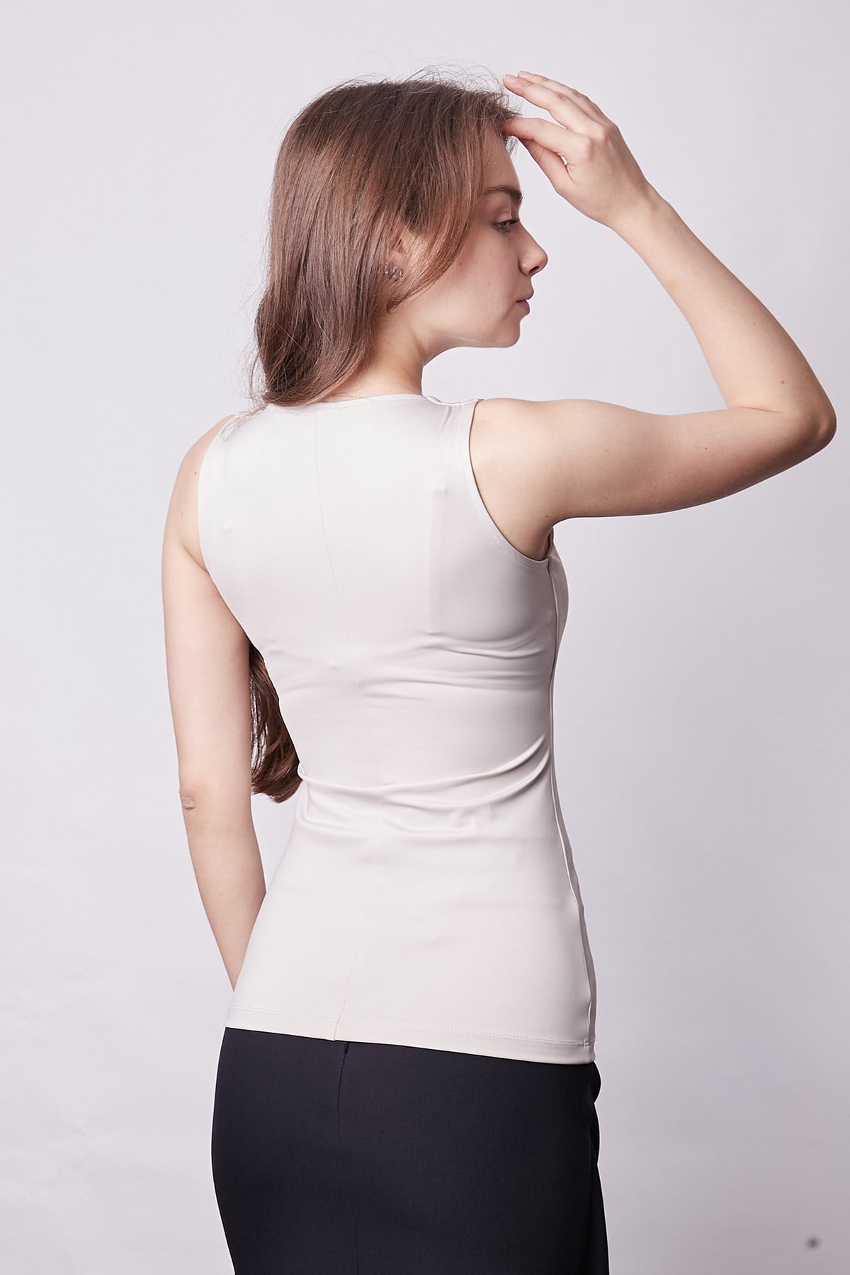 V Yaka Kolsuz Şık Likralı Body-Taş 