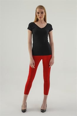 Ön-Arka V Yaka Kısa Body -Siyah