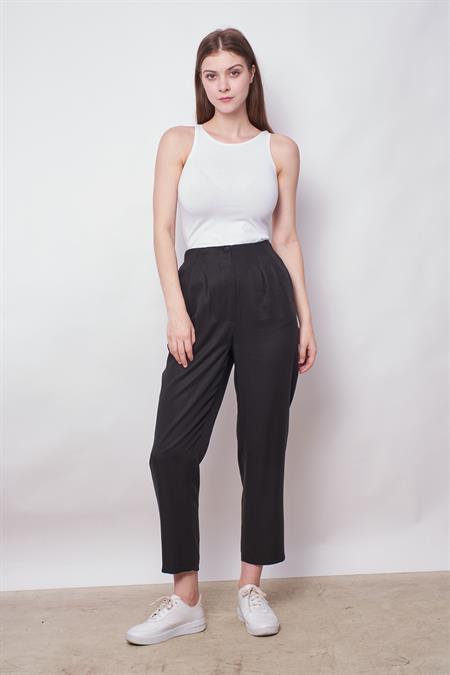 %100 Iyocell Akıcı Şık Kumaş Dökümlü İç Göstermez Smart Yazlık Pantolon(Hırka Jument 60053)-Siyah