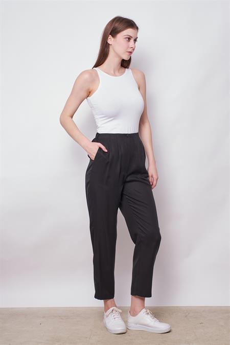 %100 Iyocell Akıcı Şık Kumaş Dökümlü İç Göstermez Smart Yazlık Pantolon(Hırka Jument 60053)-Siyah