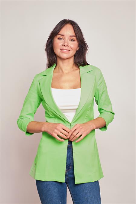 Kapri Truvakar Kol Süs Cepli Kopçalı Ofis Blazer Likralı Blazer Kumaş Ceket-Fosfor Yeşil 