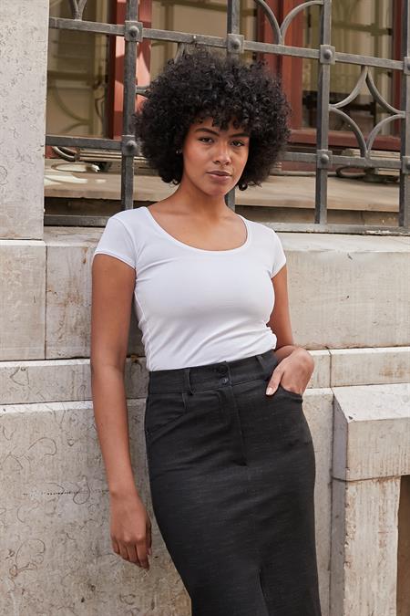 Balen Yaka Kısa Kol -Beyaz