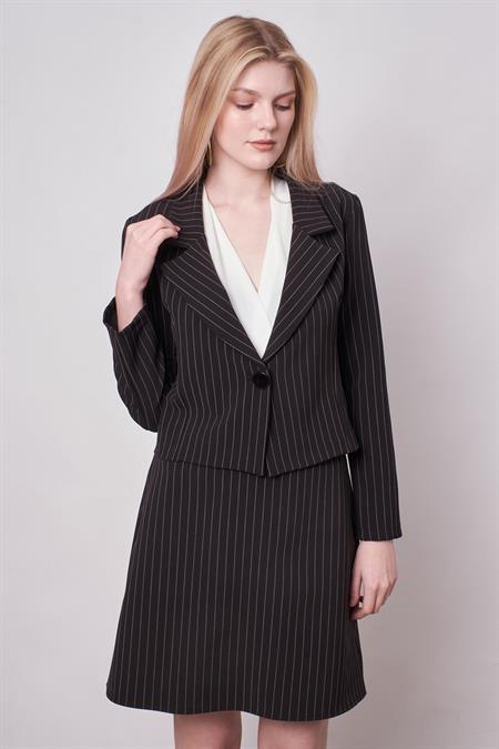 JUMENTkadın çizgili yüksek bel çan etek