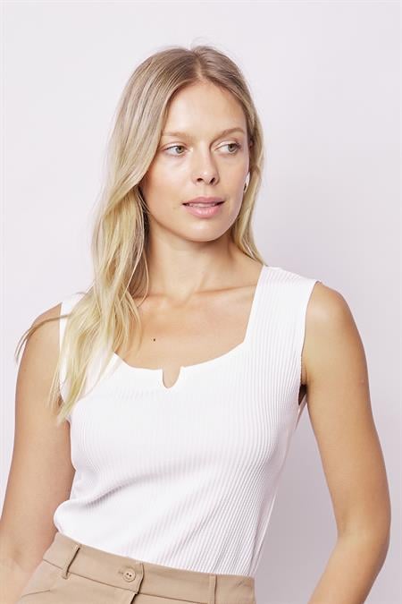 Kadın Likralı Esnek Triko Kare Yaka Kaşkorse Body Bluz-Beyaz
