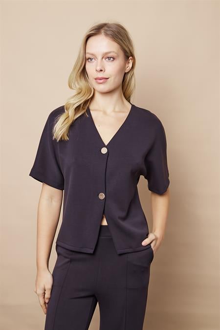 kadın modal düşük omuzlu v yaka düğmeli hırka