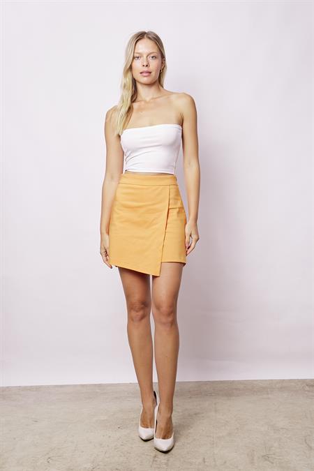 Kadın Pamuklu Hafif Likralı Kalın Kumaş Yüksek Bel Ara Boy Şort Etek-Mango