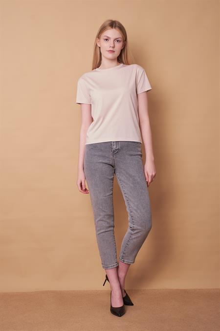 JUMENTkadın sıfır yaka kırışmaz span karışımlı şık kısa kol bluz