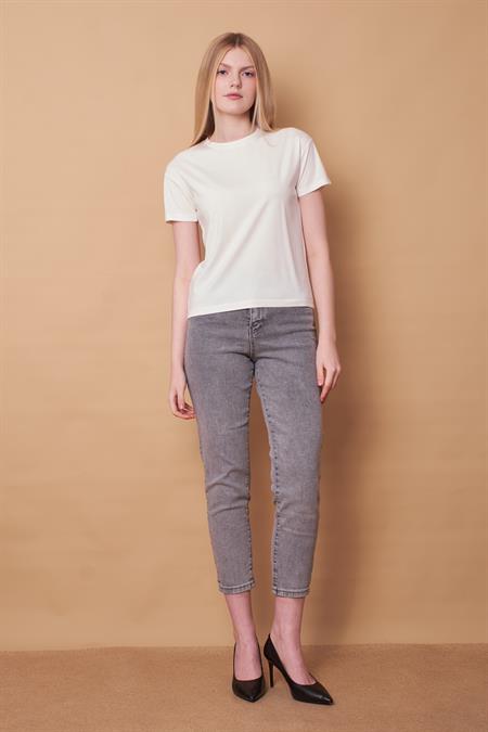 JUMENTkadın sıfır yaka kırışmaz span karışımlı şık kısa kol bluz