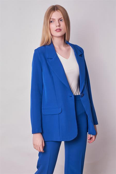 kadın yakalı cep kapaklı uzun kol oversize ceket