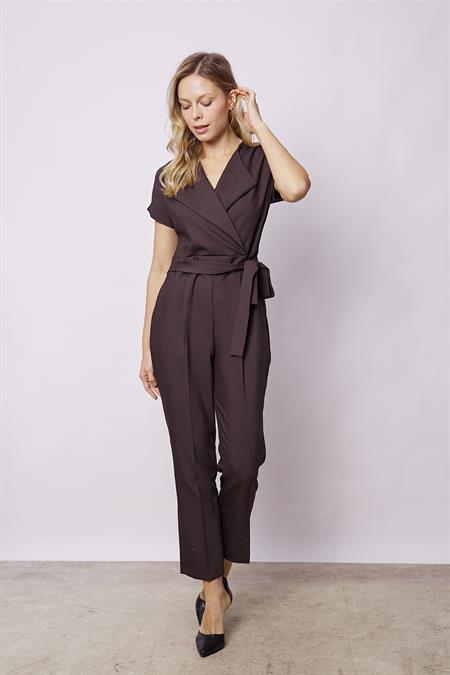 anvelop kruvaze kısa kol ofis kadın tulum