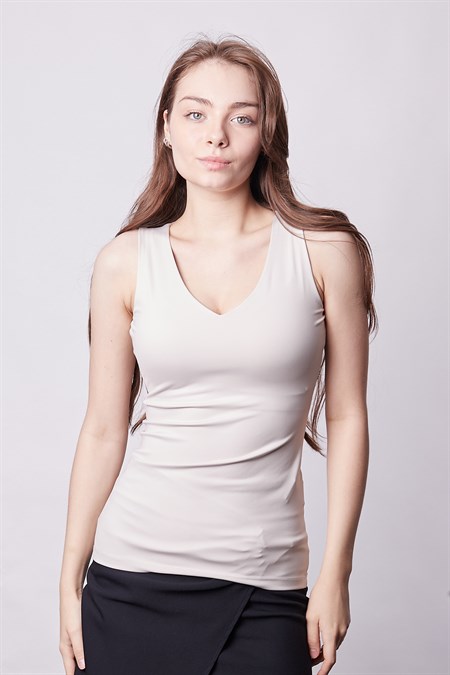 V Yaka Kolsuz Şık Likralı Body-Taş 