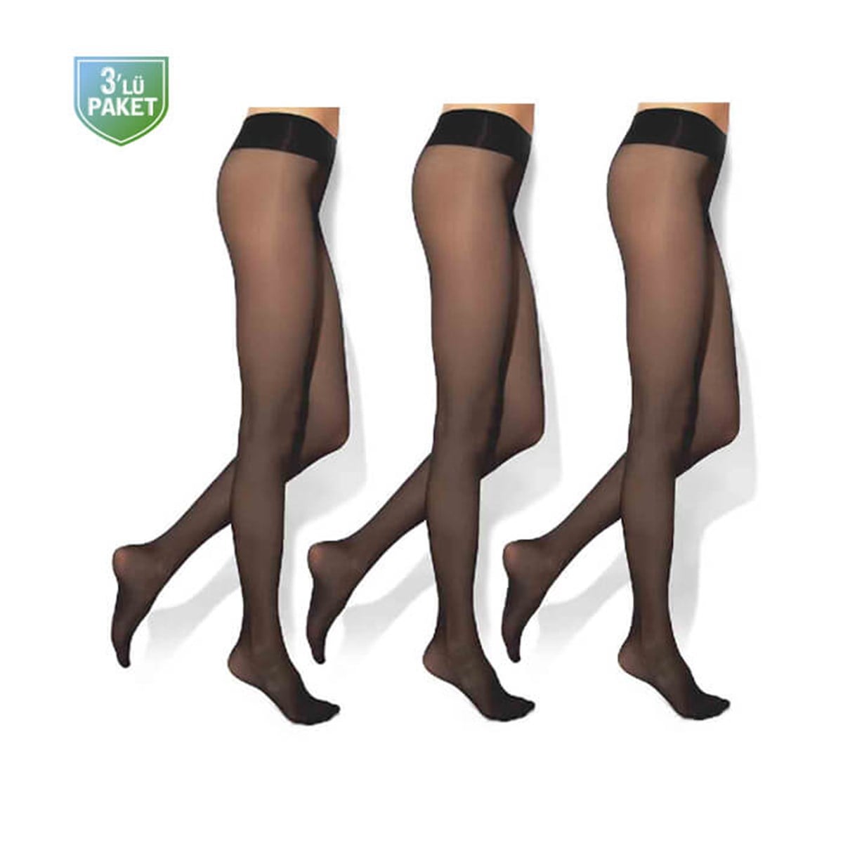 Koku Yapmayan Külotlu Siyah Gümüş Çorap 3'lü Paket