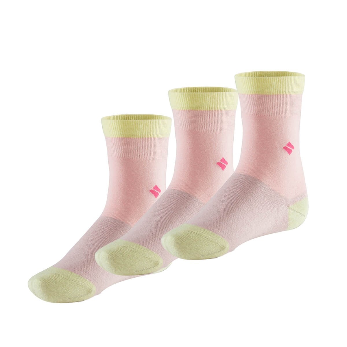 Koku Yapmayan Soket Kız Çocuk Pembe Sarı Gümüş Çorap 3'lü Paket