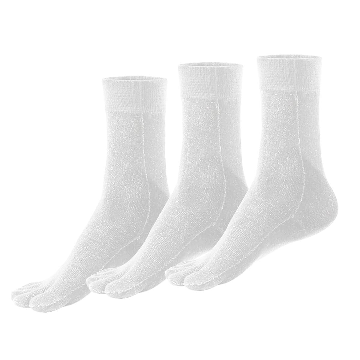 Mantar Önleyici Parmaklı Soket Erkek Beyaz Gümüş Çorap 3'lü Paket