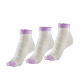 Koku Yapmayan Duckly Soket Kadın Mor Gümüş Çorap 3'lü Paket