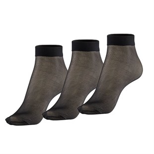 Koku Yapmayan Soket İnce Siyah Gümüş Çorap 3'lü Paket