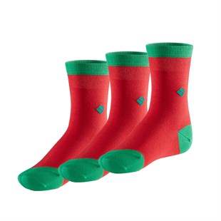 Koku Yapmayan Soket Kız Çocuk Kırmızı Yeşil Gümüş Çorap 3'lü Paket