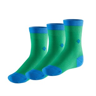 Koku Yapmayan Soket Kız Çocuk Yeşil Saks Gümüş Çorap 3'lü Paket