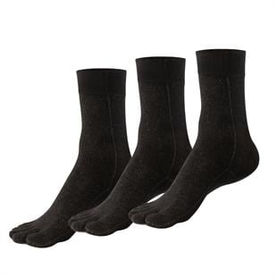 Mantar Önleyici Parmaklı Soket Erkek Siyah Gümüş Çorap 3'lü Paket