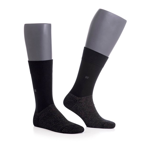 Günlük Smooth Soket Erkek Siyah Gümüş Çorap