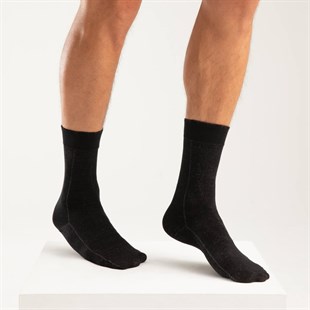 Diyabetik Terapatik Soket Erkek Siyah Gümüş Çorap 3'lü Paket