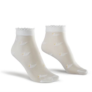 Koku Yapmayan Duckly Soket Kadın Beyaz Gümüş Çorap