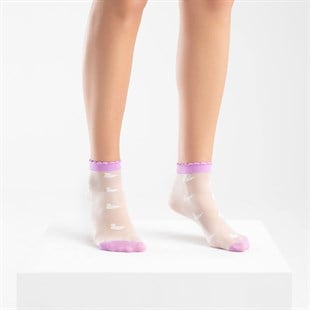 Koku Yapmayan Duckly Soket Kadın Mor Gümüş Çorap 3'lü Paket
