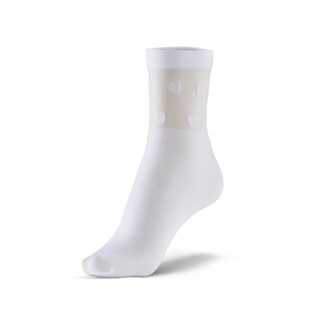 Koku Yapmayan Polka Soket Kadın Beyaz Gümüş Çorap