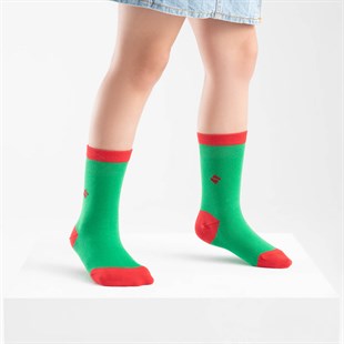Koku Yapmayan Soket Kız Çocuk Yeşil Kırmızı Gümüş Çorap