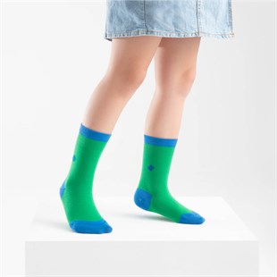 Koku Yapmayan Soket Kız Çocuk Yeşil Saks Gümüş Çorap