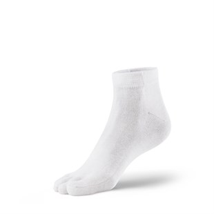 Mantar Önleyici Parmaklı Patik Kadın Beyaz Gümüş Çorap