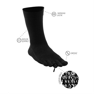 Mantar Önleyici Parmaklı Soket Kadın Siyah Gümüş Çorap 3'lü Paket