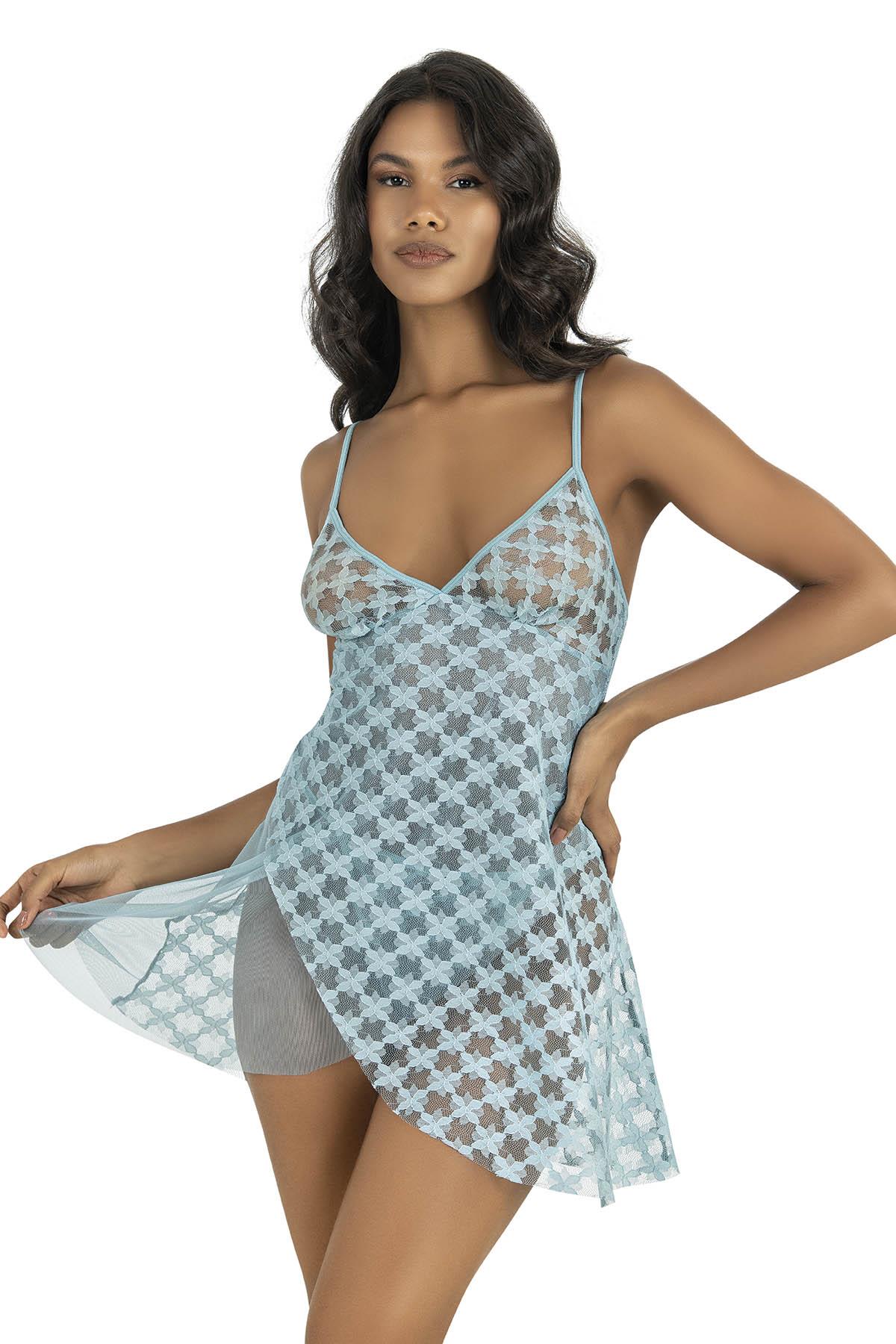 Primoda Aqua Kısa Tül Gecelik 4218
