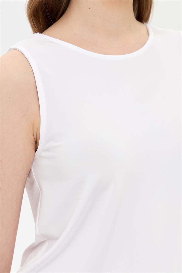 Arkası V Yaka Kolsuz Bluz-KEMIK