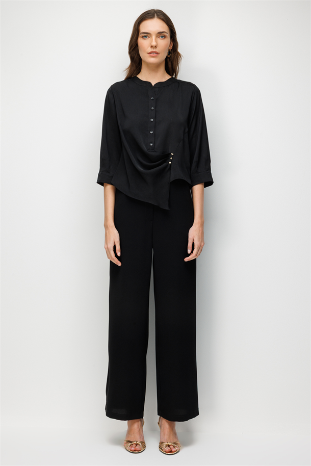 Asimetrik Kesim Gömlek-SİYAH