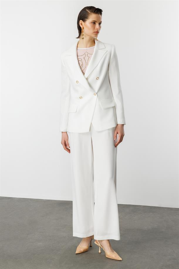 Asimetrik Kesim Krep Ceket-KEMIK