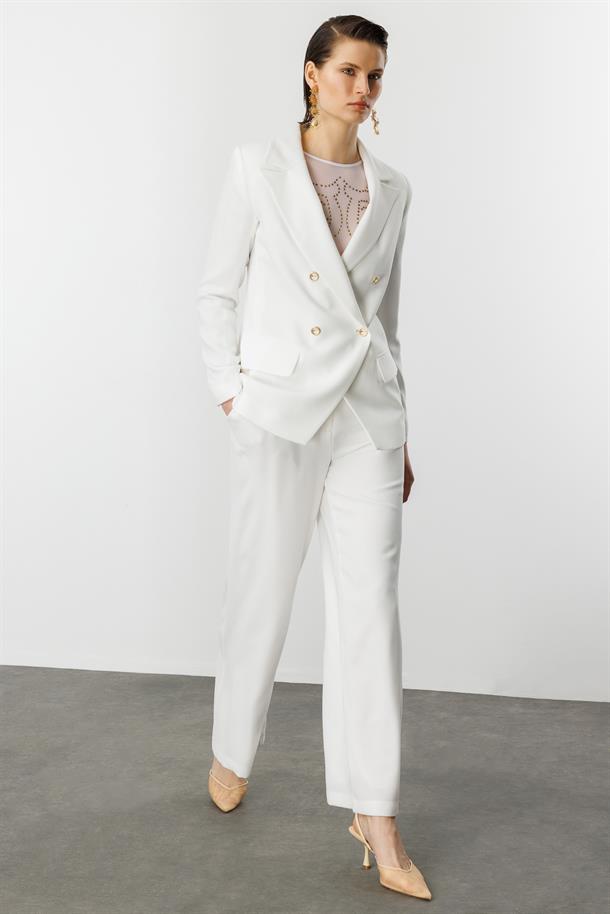 Asimetrik Kesim Krep Ceket-KEMIK