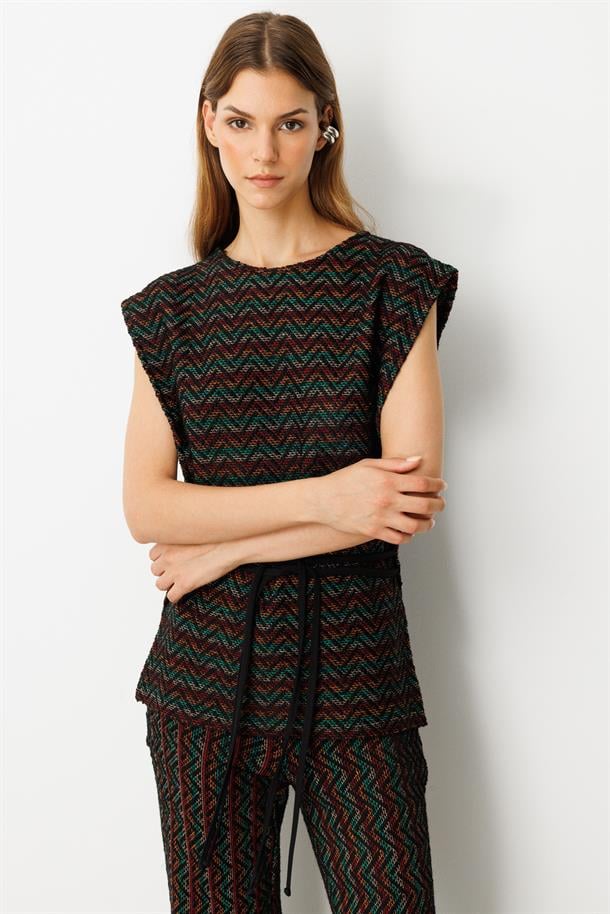 Bağlama Detaylı Örme Yelek-HAKİ