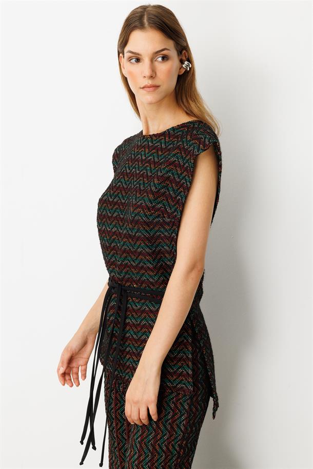 Bağlama Detaylı Örme Yelek-HAKİ