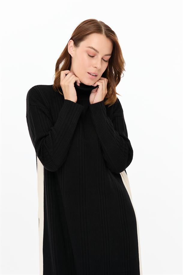 Balıkçı Yaka Tunik-Pantolon Triko Takım-SİYAH