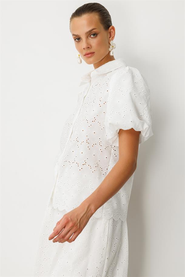 Balon Kol Pamuklu Fisto Gömlek-KEMIK