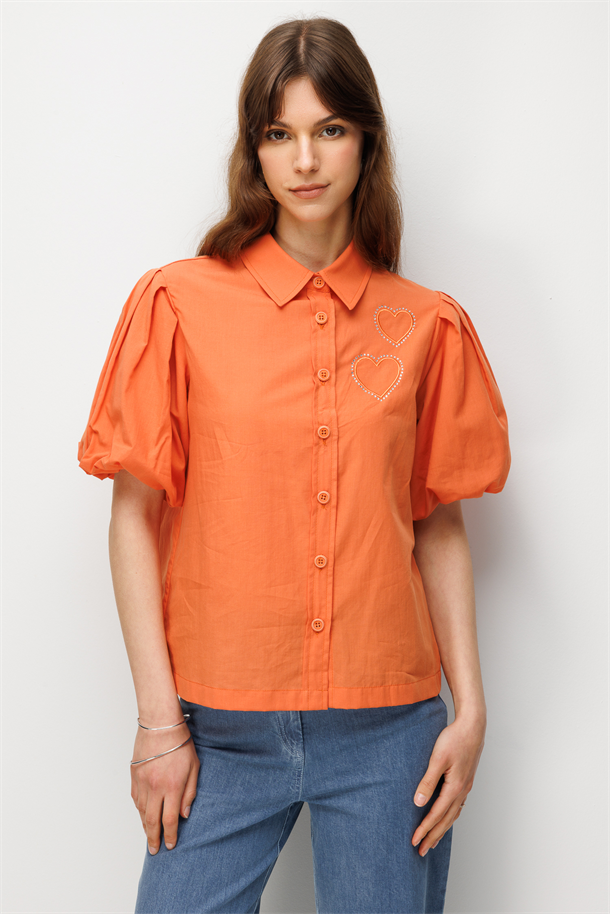 Balon Kol Pamuklu Gömlek-SOMON