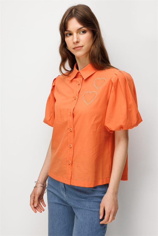 Balon Kol Pamuklu Gömlek-SOMON