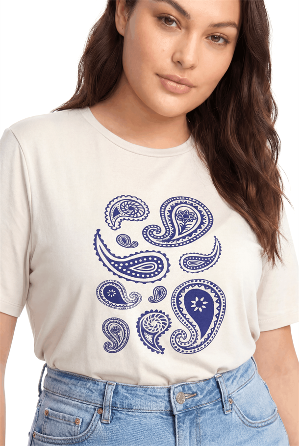 Baskı Desen Pamuklu Bluz-TAŞ
