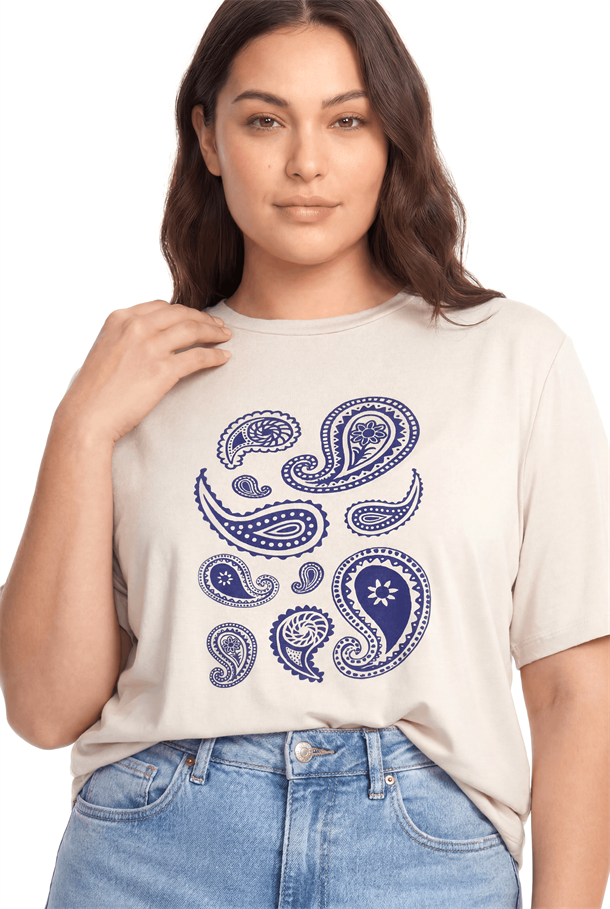 Baskı Desen Pamuklu Bluz-TAŞ